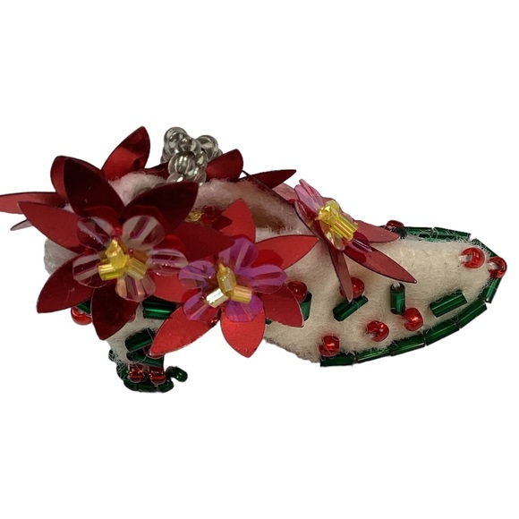 Michael Simon Handmade Poinsettia Shoe Christmas Tree Ornament - Picture 11 of 14
